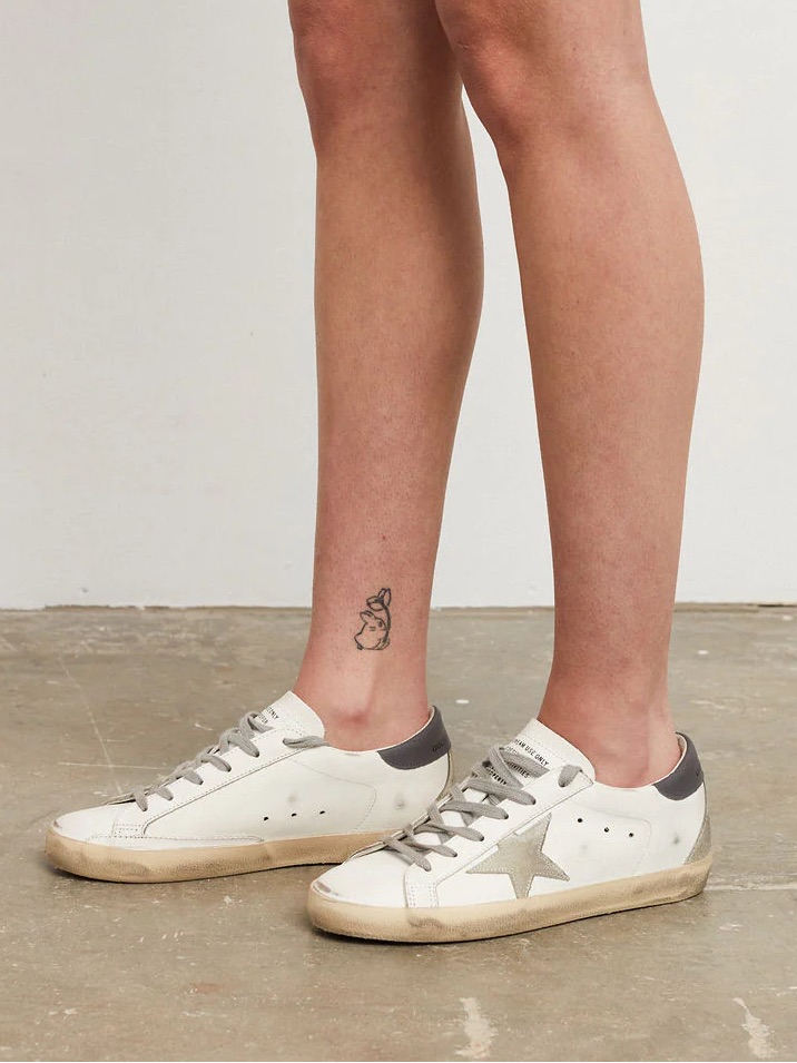 Golden Goose Superstar Sneaker White Leather/Dark Gray Heel/Ice Sz 38 New In Box